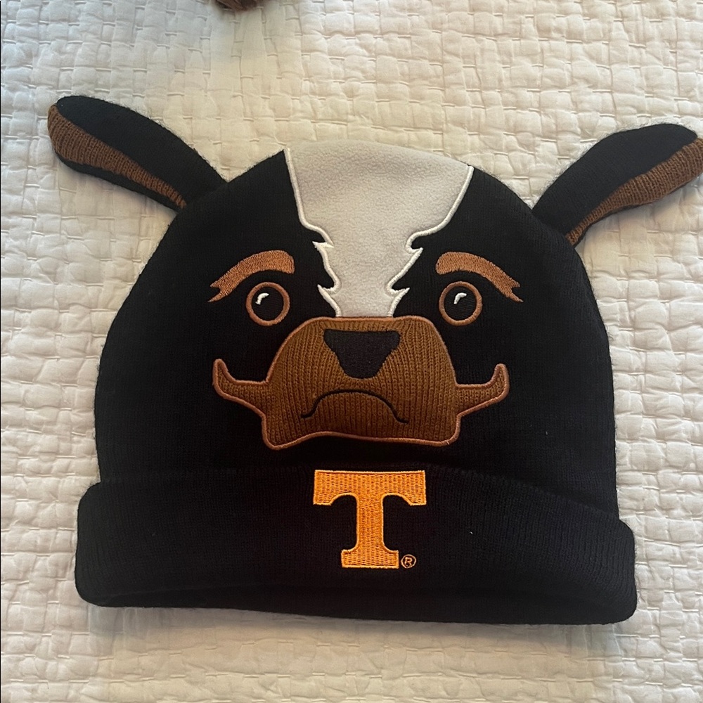Black and Brown Dog Beanie with T Logo